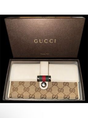 Gucci Wallet GG Ophidia Long Continental Bifold Sherry Line Guccissima with Box